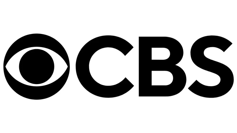 A black and white logo of cbs.